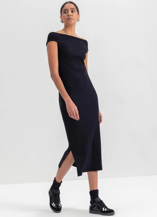 Essendi - Vestido Feminino em Ribana Preto 2