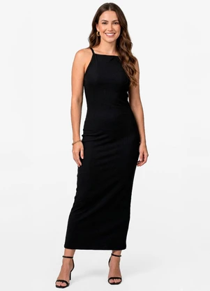 Infinita Cor - Vestido Feminino em Ribana Preto - INFINITA COR