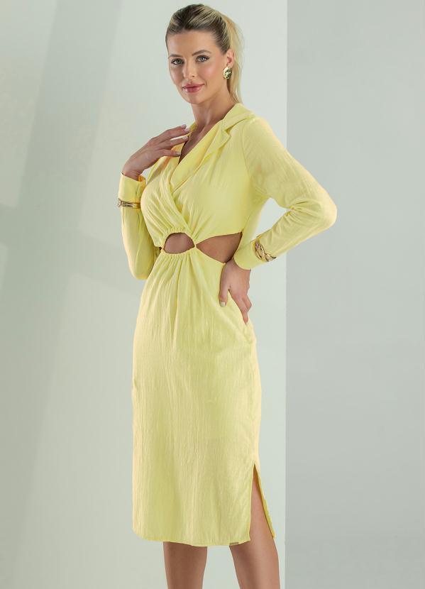 Gris - Vestido Feminino em Tecido Amarelo