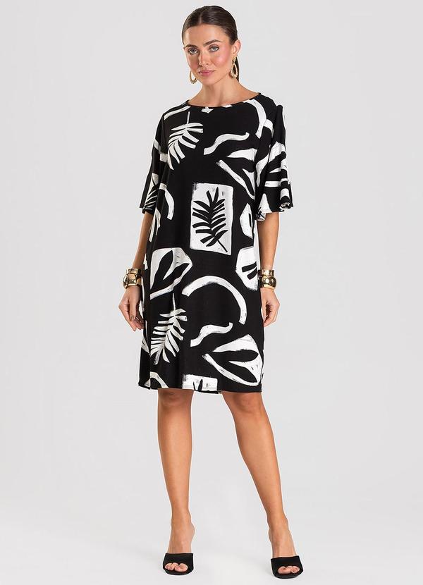 Select - Vestido Feminino Estampado Preto