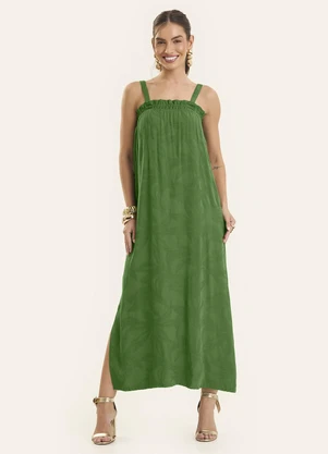 Rovitex - Vestido Feminino Estampado Viscose Verde - ROVITEX