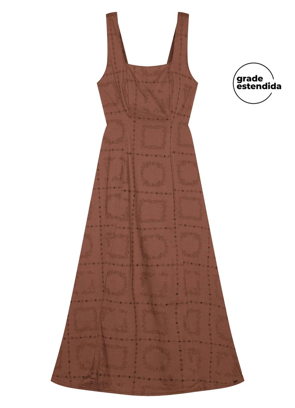 Marialícia - Vestido Feminino Floral Devorê Marrom