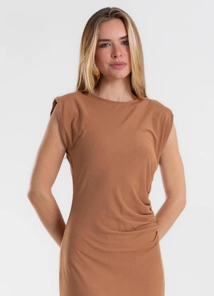Endless - Vestido Feminino Justo Midi em Viscose Marrom - ENDLESS