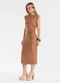 Endless - Vestido Feminino Justo Midi em Viscose Preto - variação: Marrom
