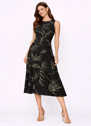 Infinita Cor - Vestido Feminino Longo com Cavas Preto - INFINITA COR