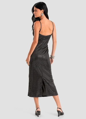 Dianna - Vestido Feminino Longo em Malha Lantejoula Preto - DIANNA