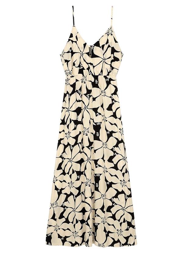 Marialícia - Vestido Feminino Longo Floral Viscose Amarelo