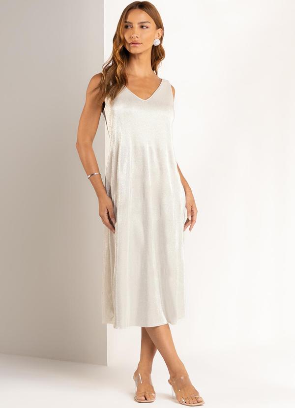 Marialícia - Vestido Feminino Lurex Bege