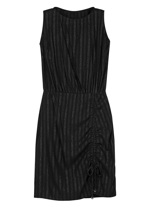 Marialícia - Vestido Feminino Lurex com Franzido Preto 3