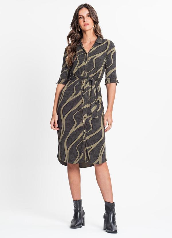 Rovitex - Vestido Feminino Manga 3/4 Verde