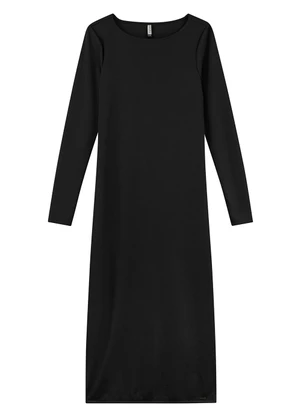 Marialícia - Vestido Feminino Midi Acetinado Preto - MARIALÍCIA