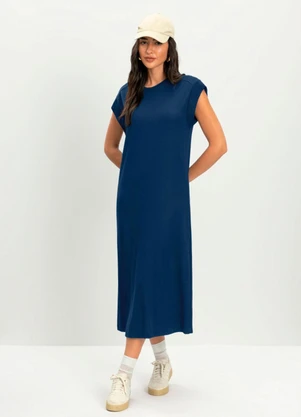 Essendi - Vestido Feminino Midi Alongado Azul - ESSENDI