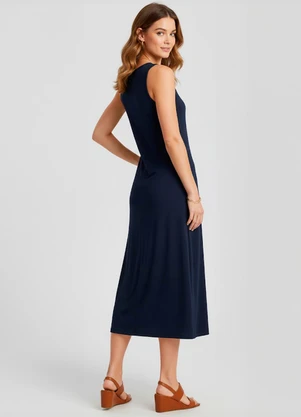 Infinita Cor - Vestido Feminino Midi Azul - INFINITA COR