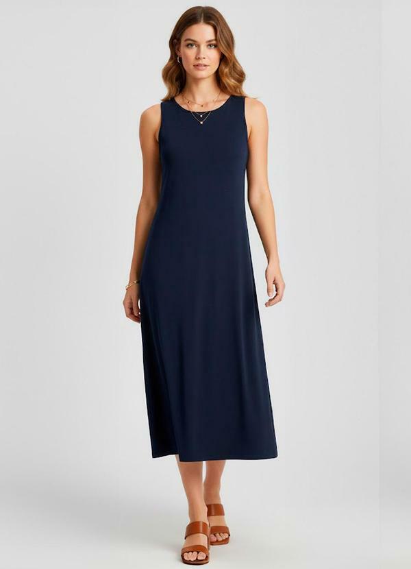 Infinita Cor - Vestido Feminino Midi Azul