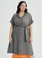 Marialícia - Vestido Feminino Midi Chemise com Faixa Preto - variação: Cinza
