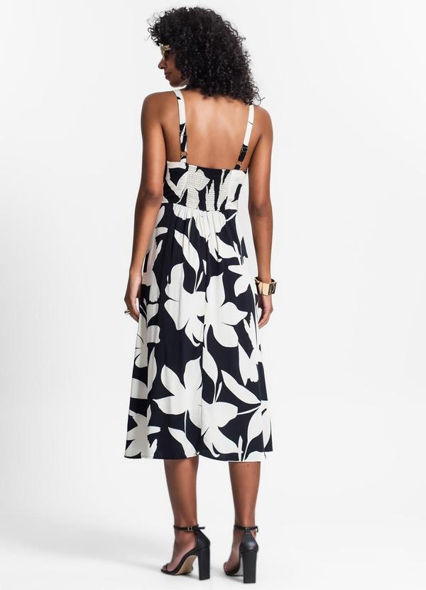 Select - Vestido Feminino Midi com Fenda em Viscose Preto 2