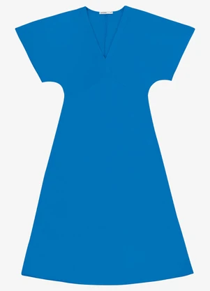 Endless - Vestido Feminino Midi Decote em V Azul - ENDLESS