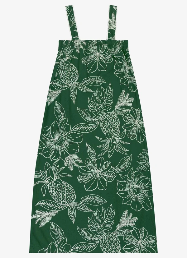 Endless - Vestido Feminino Midi Decote Quadrado Verde