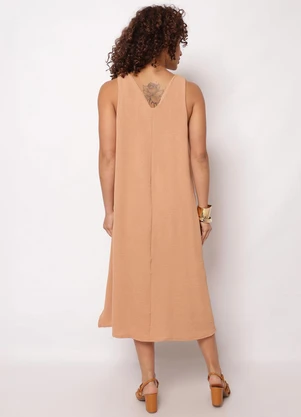 Torra - Vestido Feminino Midi Decote V Marrom - TORRA