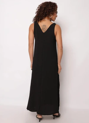Torra - Vestido Feminino Midi Decote V Preto - TORRA