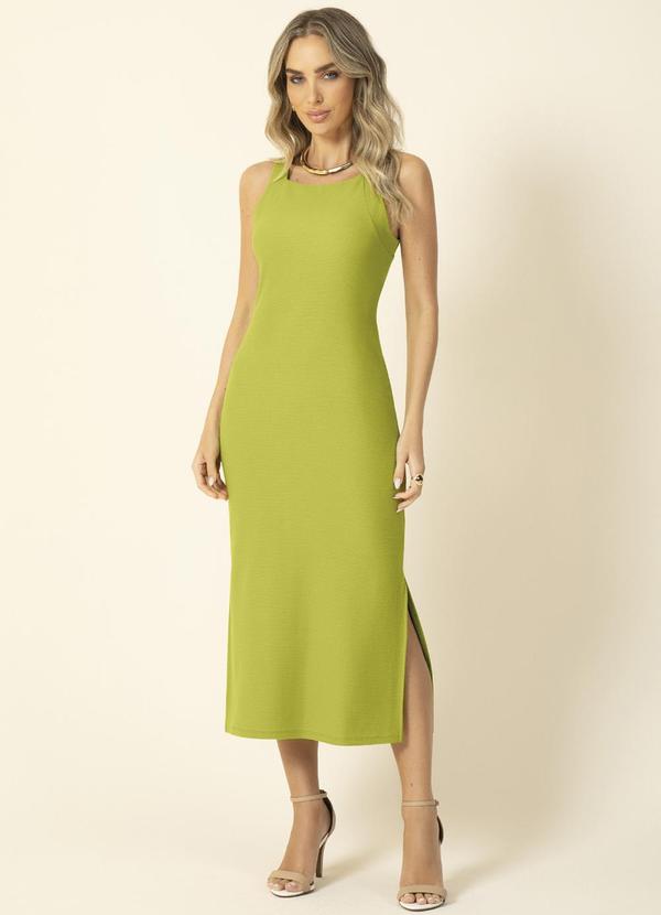 Gris - Vestido Feminino Midi Elegante Verde