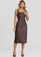 Dianna - Vestido Feminino Midi em Courino Basic Marrom - variação: Marrom
