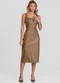Dianna - Vestido Feminino Midi em Courino Basic Marrom - variação: Marrom