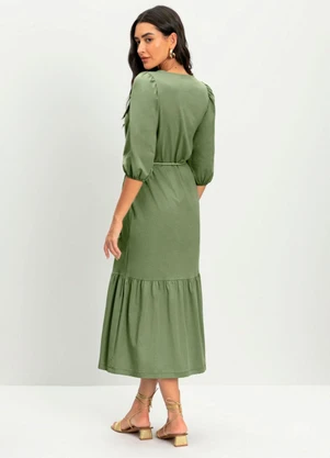 Essendi - Vestido Feminino Midi em Meia Malha Verde - ESSENDI