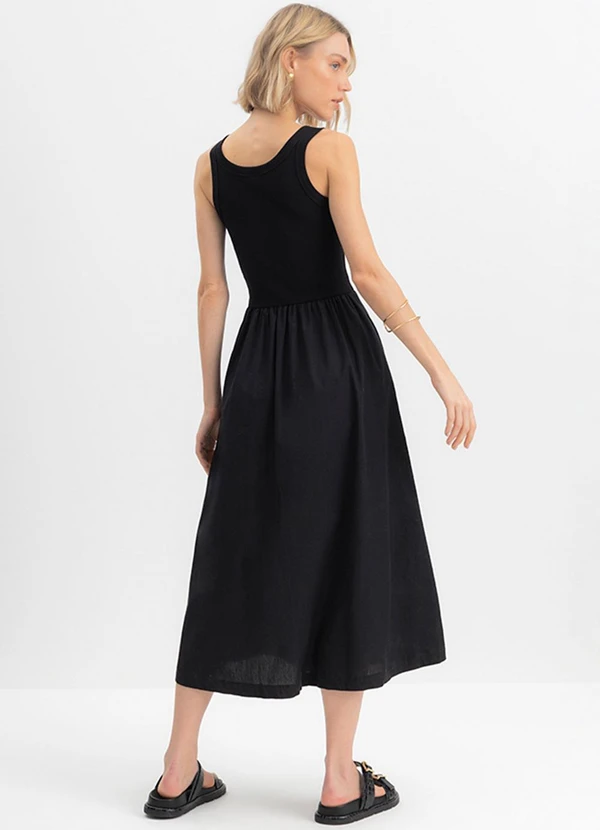 Essendi - Vestido Feminino Midi em Ribana Preto 2