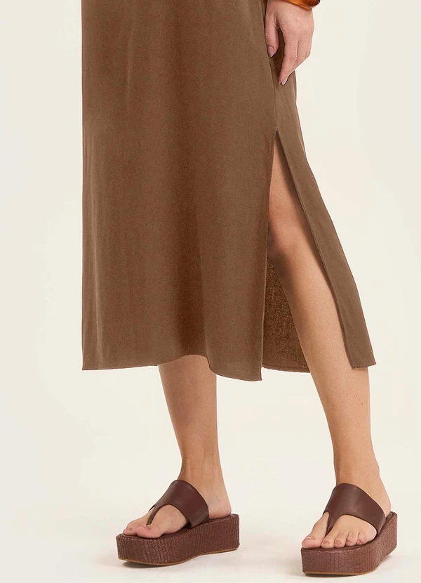 Rovitex - Vestido Feminino Midi em Twill Cey Marrom 3