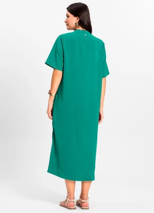 Rovitex - Vestido Feminino Midi em Twill Cey Verde - ROVITEX