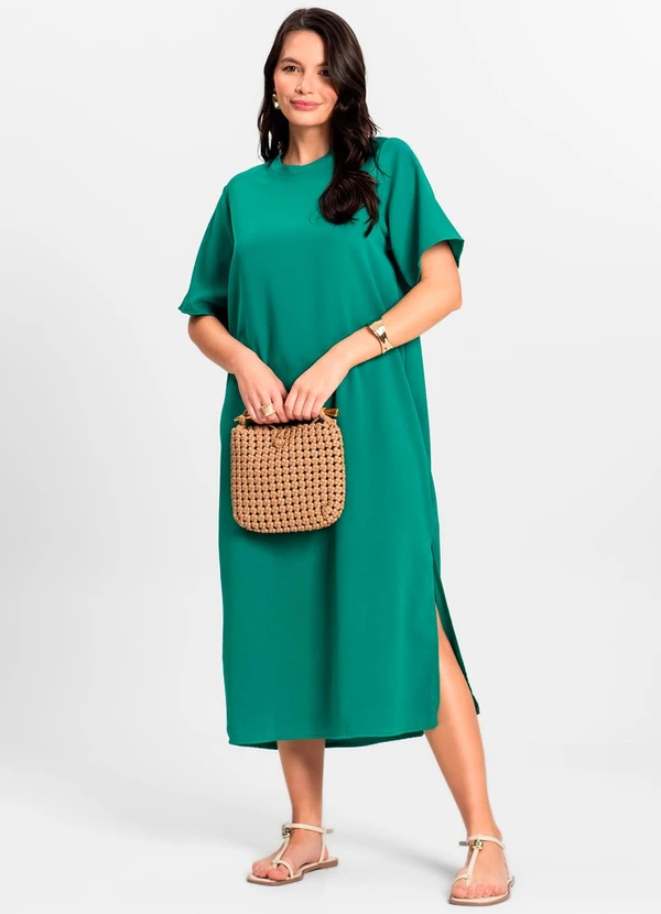 Rovitex - Vestido Feminino Midi em Twill Cey Verde