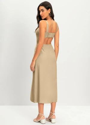 Essendi - Vestido Feminino Midi em Viscose Marrom - ESSENDI