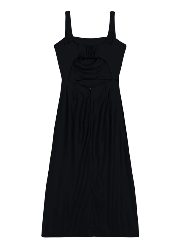 Essendi - Vestido Feminino Midi em Viscose Preto 3