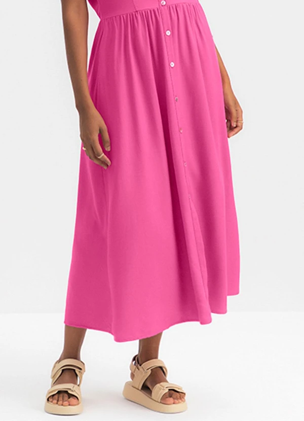 Essendi - Vestido Feminino Midi em Viscose Rosa 3