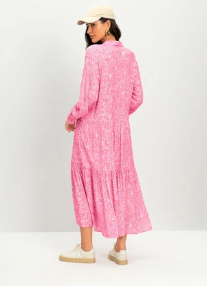 Essendi - Vestido Feminino Midi Estampado Rosa - ESSENDI