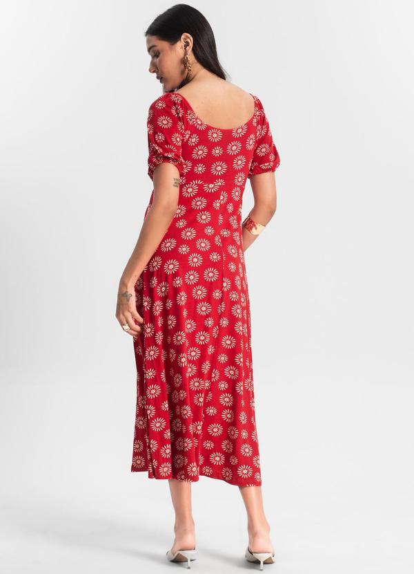 Rovitex - Vestido Feminino Midi Estampado Vermelho 2