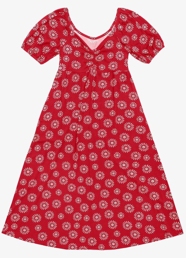 Rovitex - Vestido Feminino Midi Estampado Vermelho 4