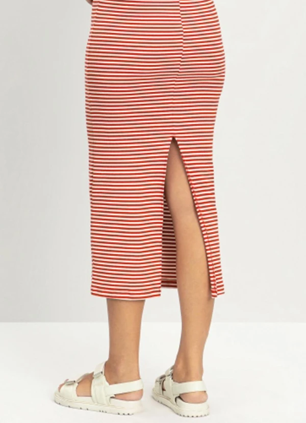 Essendi - Vestido Feminino Midi Fio Tinto Vermelho 4