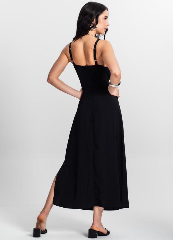 Rovitex - Vestido Feminino Midi Franzido Preto 2