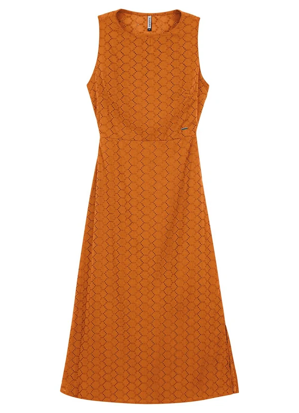 Marialícia - Vestido Feminino Midi Laise Laranja