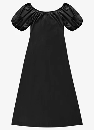 Endless - Vestido Feminino Midi Manga Bufante Preto - ENDLESS