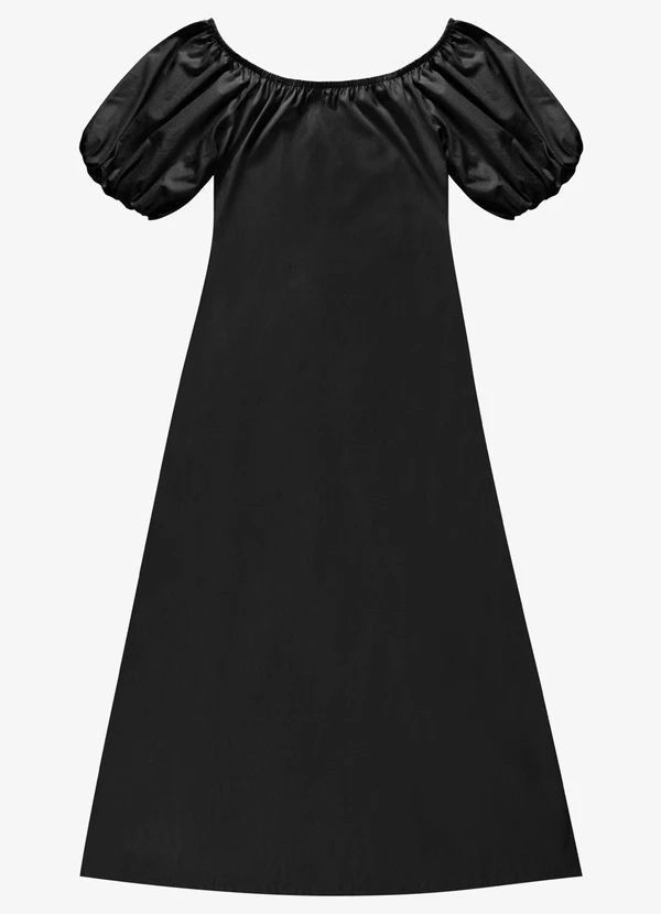 Endless - Vestido Feminino Midi Manga Bufante Preto