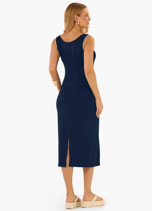 Rovitex - Vestido Feminino Midi Molecotton Azul - ROVITEX