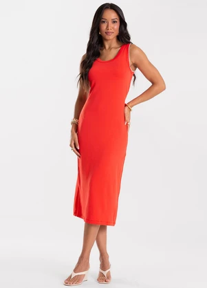 Rovitex - Vestido Feminino Midi Molecotton Vermelho - ROVITEX