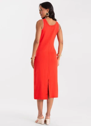 Rovitex - Vestido Feminino Midi Molecotton Vermelho - ROVITEX