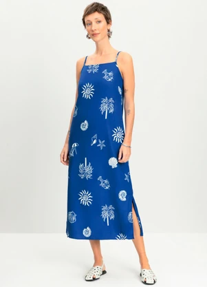 Essendi - Vestido Feminino Midi Praiano Azul - ESSENDI