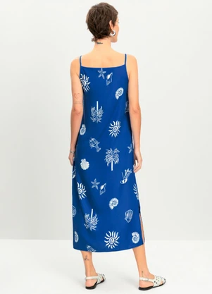 Essendi - Vestido Feminino Midi Praiano Azul - ESSENDI