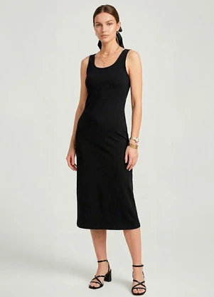 Infinita Cor - Vestido Feminino Midi Preto - INFINITA COR