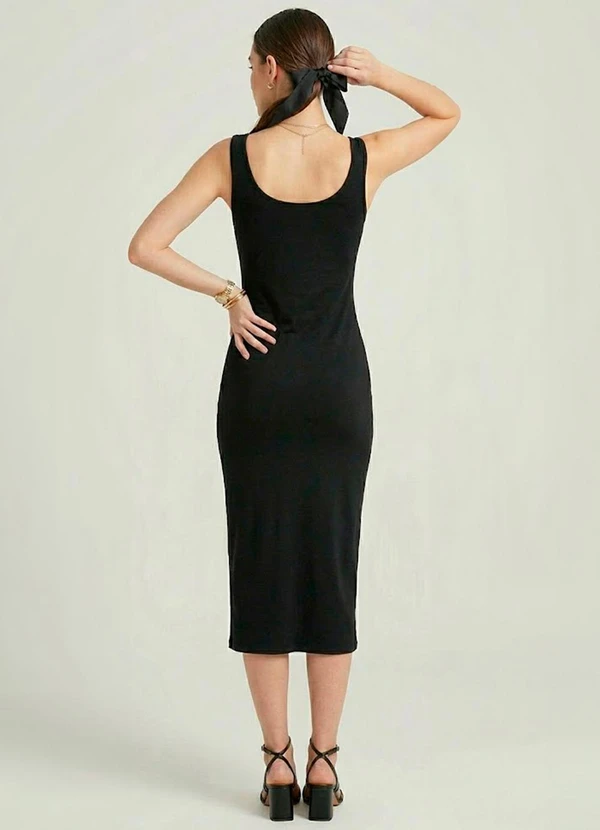 Infinita Cor - Vestido Feminino Midi Preto 2